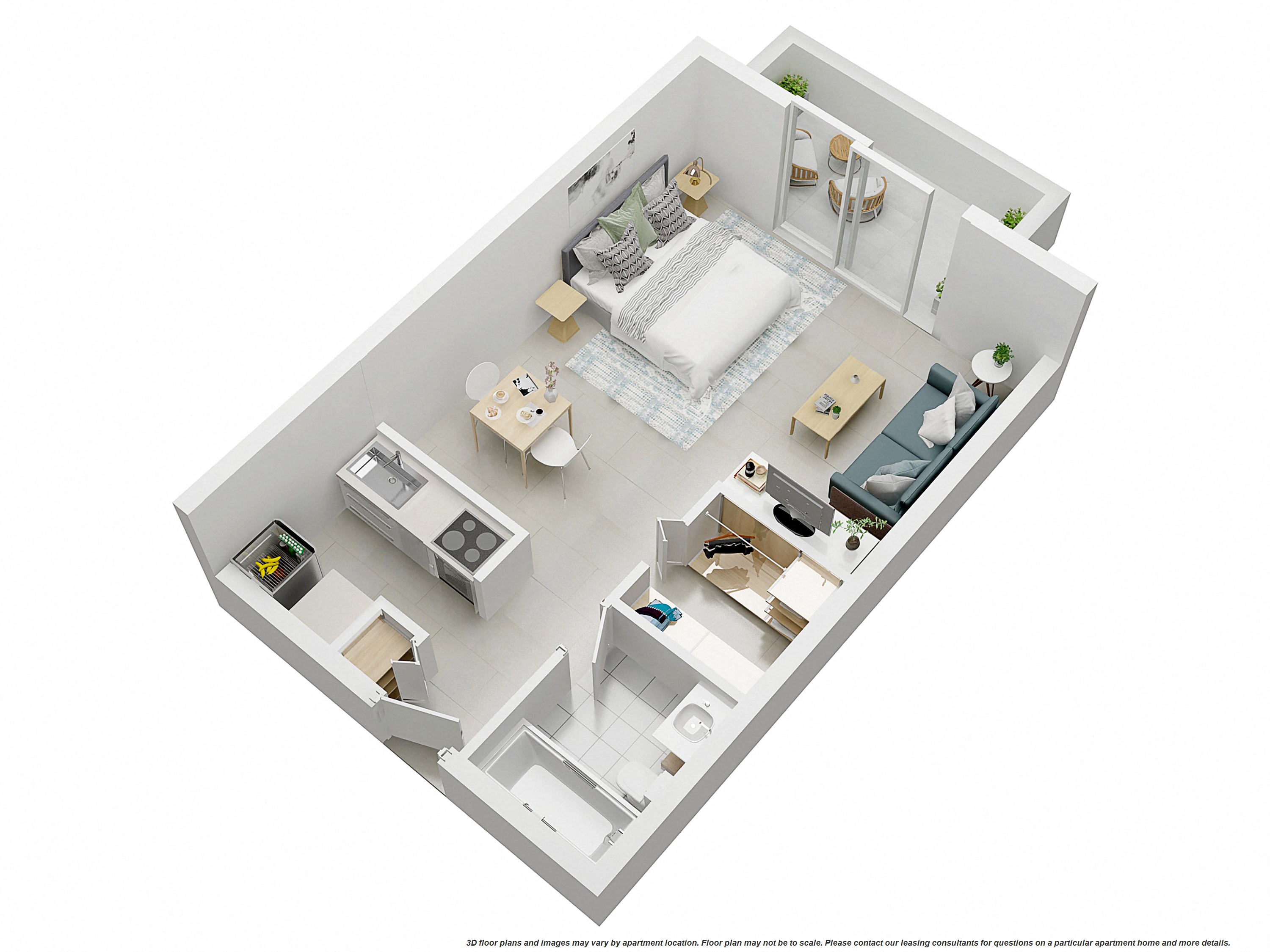 Floor plan for studio, 1 bath, 625 sqft